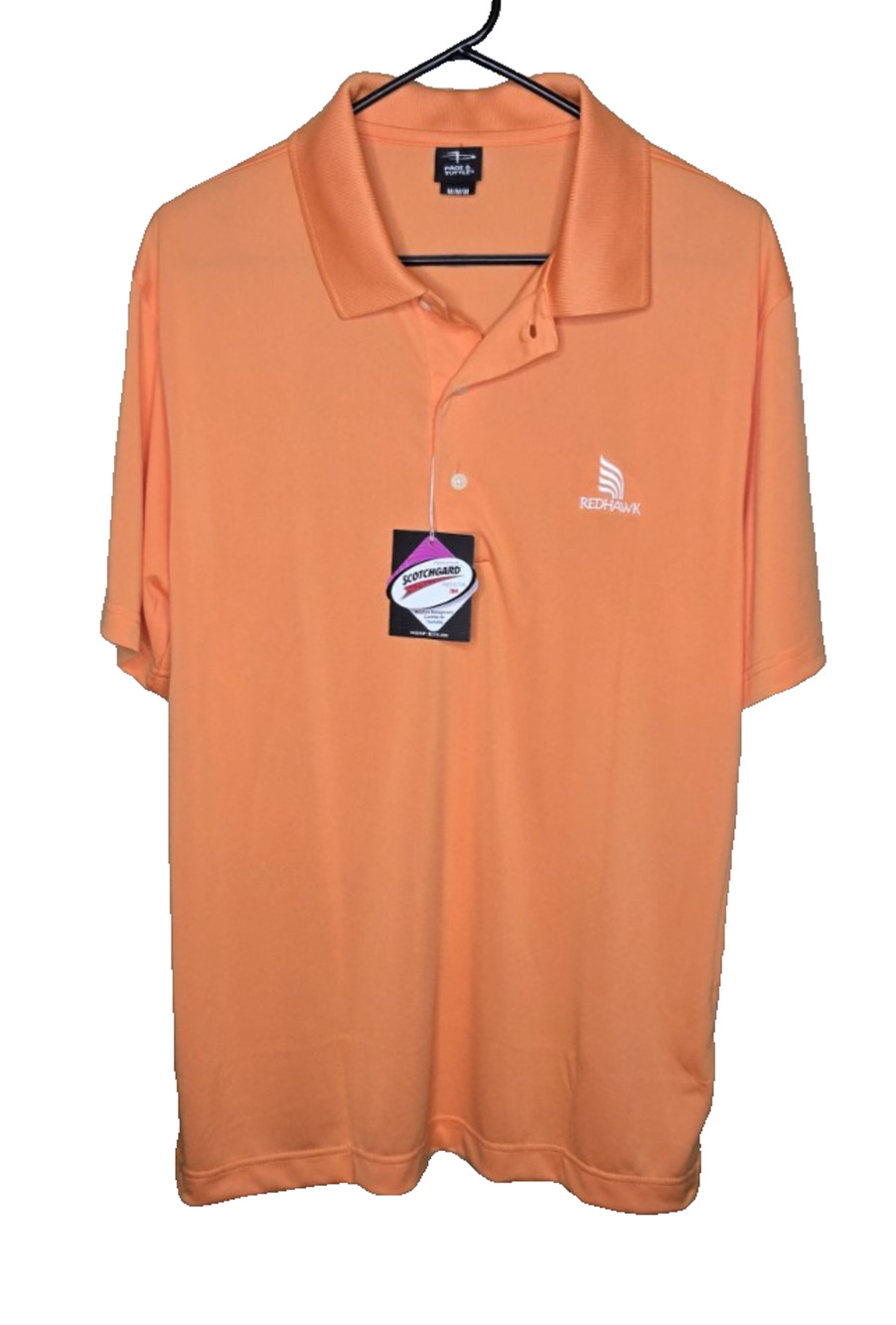 NWT Orange Performance Golf Polo Shirt "Red Hawk" Size Medium